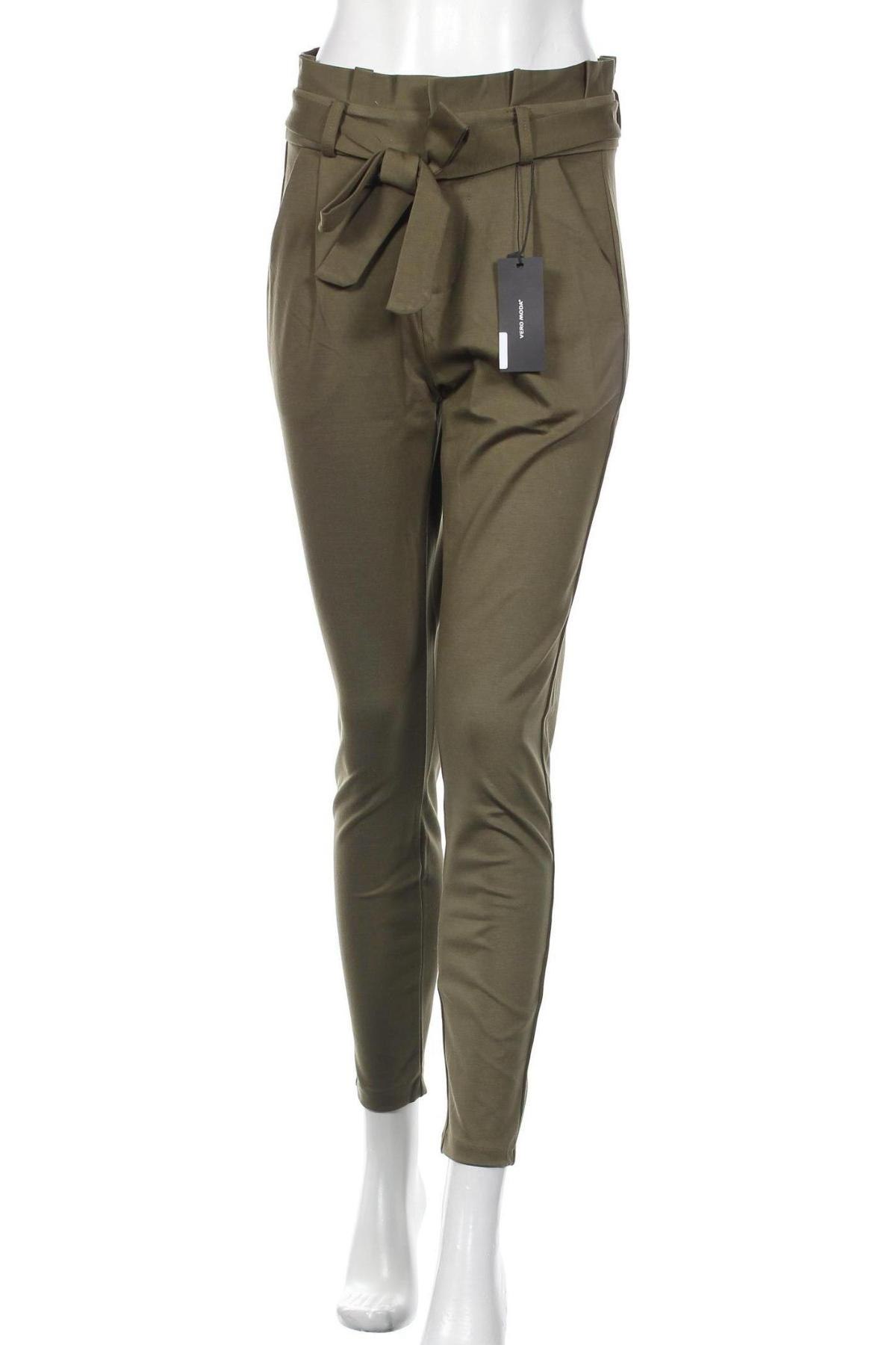 Дамски панталон Vero Moda, Размер S, Цвят Зелен, 65% вискоза, 30% полиамид, 5% еластан, Цена 27,65 лв.
