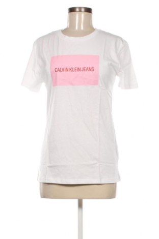 Γυναικείο t-shirt Calvin Klein Jeans, Μέγεθος L, Χρώμα Λευκό, Τιμή 27,17 €