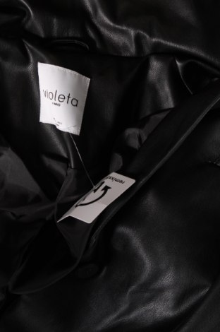 Γυναικείο δερμάτινο σακάκι Violeta by Mango, Μέγεθος L, Χρώμα Μαύρο, Τιμή 15,19 €