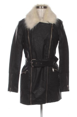 Дамско кожено яке F&F, Размер M, Цвят Черен, Цена 31,77 лв.