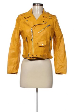 Дамско кожено яке Zara, Размер M, Цвят Жълт, Цена 34,85 лв.