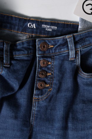 Dziecięce jeansy C&A, Rozmiar 14-15y/ 168-170 cm, Kolor Niebieski, Cena 31,71 zł