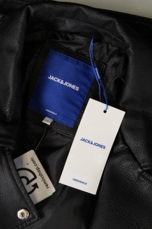Ανδρικό δερμάτινο μπουφάν Originals By Jack & Jones, Μέγεθος L, Χρώμα Μαύρο, Τιμή 55,67 €
