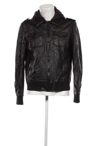 Мъжко кожено яке Zara Man, Размер XL, Цвят Черен, Цена 34,85 лв.