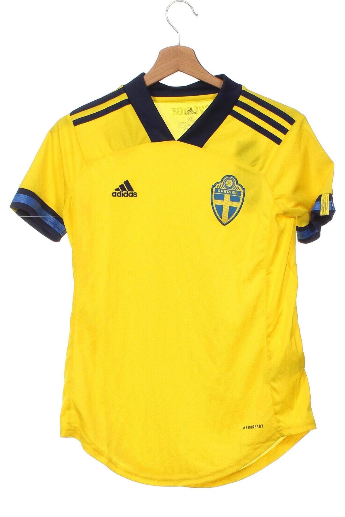 Damen T-Shirt Adidas, Größe XS, Farbe Gelb, Preis 13,42 €