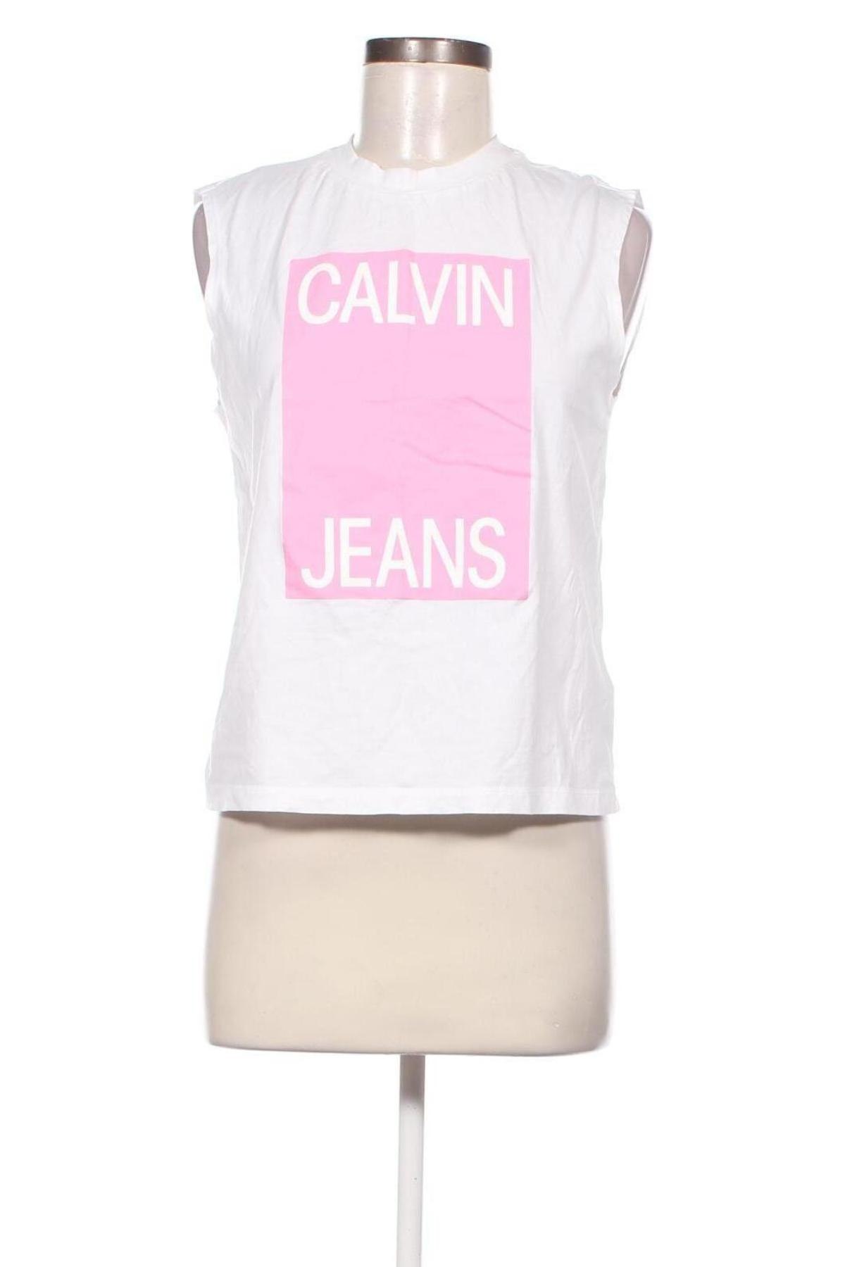 Γυναικείο αμάνικο μπλουζάκι Calvin Klein, Μέγεθος M, Χρώμα Λευκό, Τιμή 20,97 €