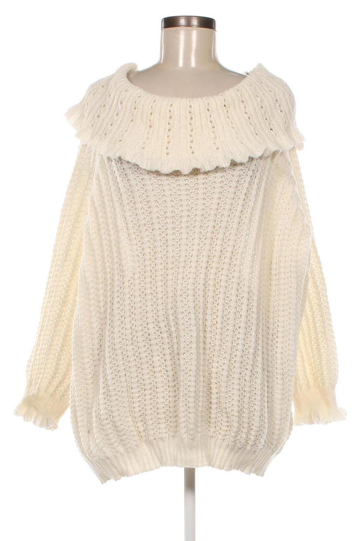 Дамски пуловер SHEIN, Размер 3XL, Цвят Екрю, Цена 23,20 лв.