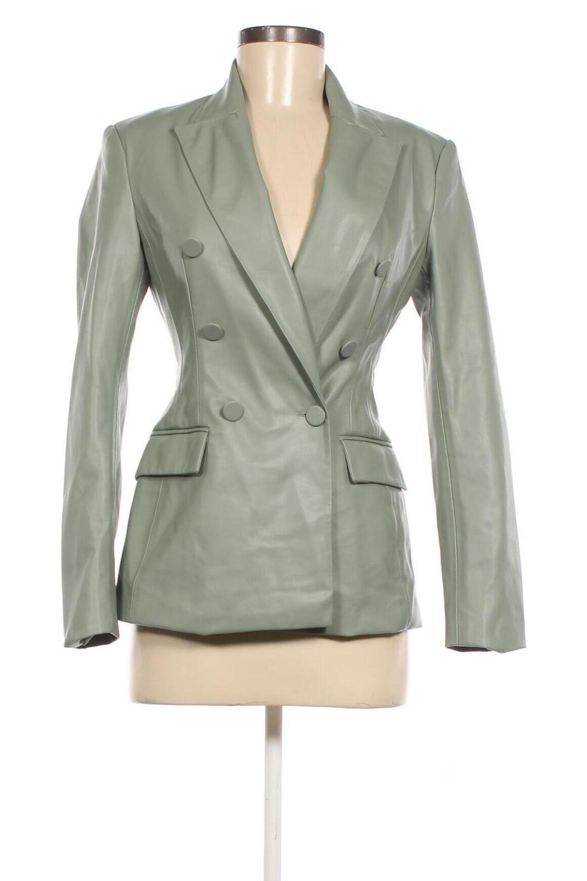 Дамско кожено сако Zara, Размер XS, Цвят Зелен, Цена 48,00 лв.