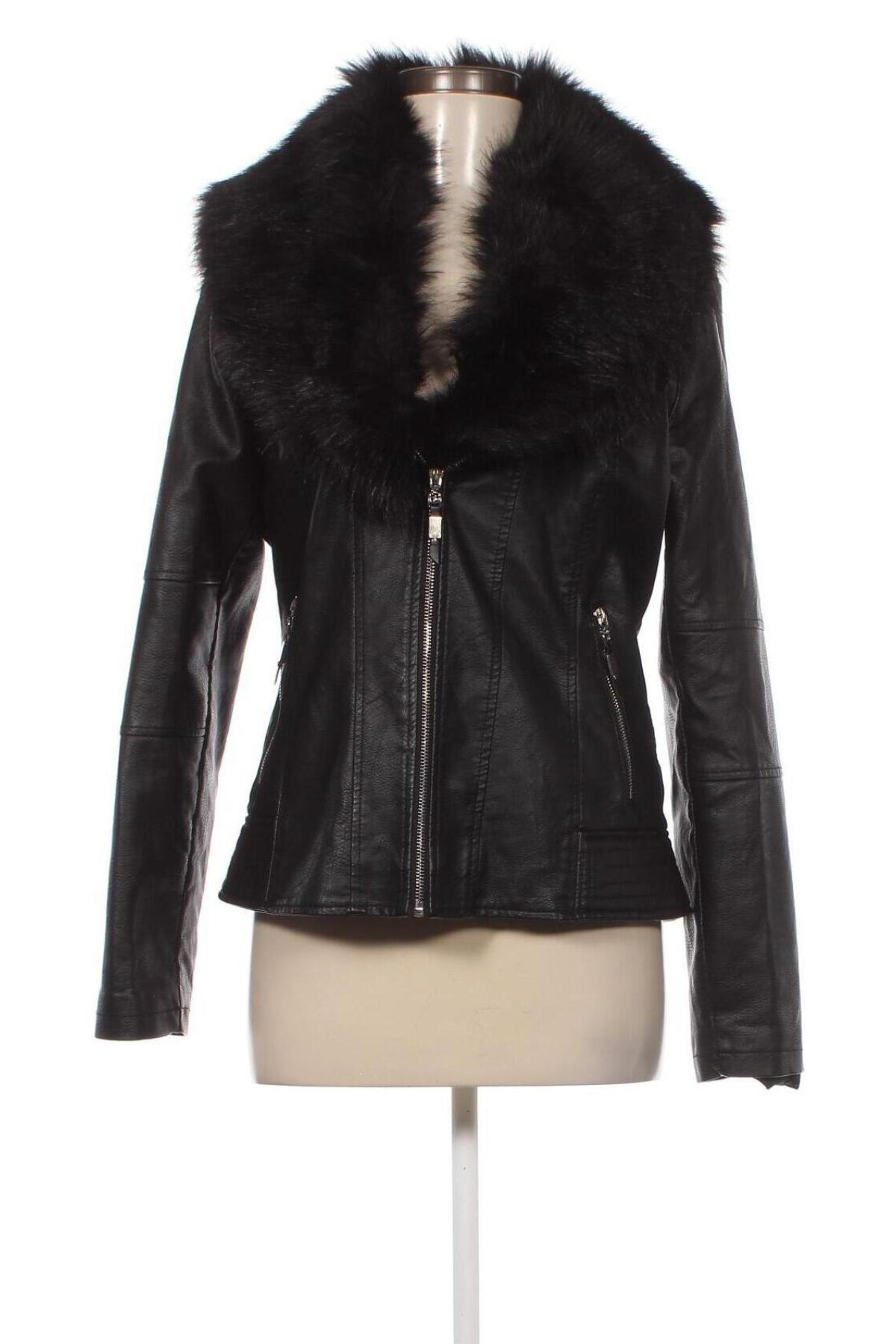Дамско кожено яке, Размер XL, Цвят Черен, Цена 55,30 лв.