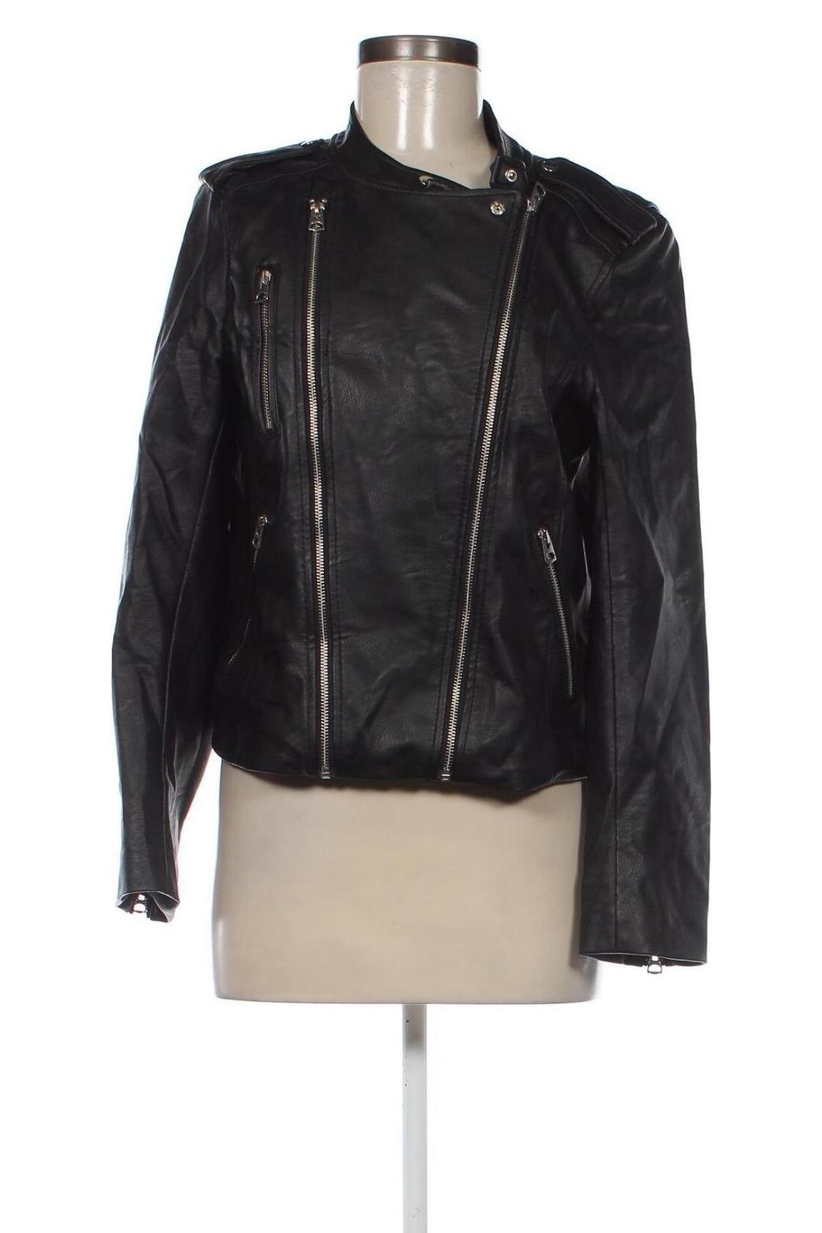 Γυναικείο δερμάτινο μπουφάν H&M, Μέγεθος L, Χρώμα Μαύρο, Τιμή 30,31 €