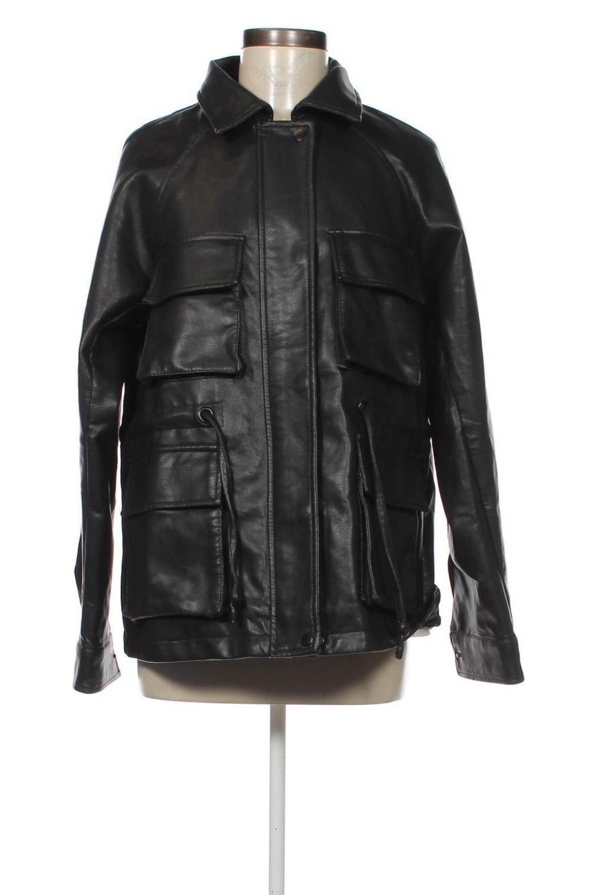 Dámska kožená bunda  Pull&Bear, Veľkosť M, Farba Čierna, Cena  16,67 €