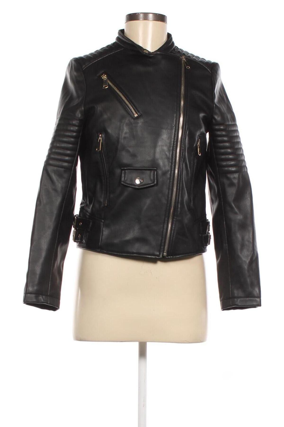 Γυναικείο δερμάτινο μπουφάν Zara, Μέγεθος M, Χρώμα Μαύρο, Τιμή 25,36 €