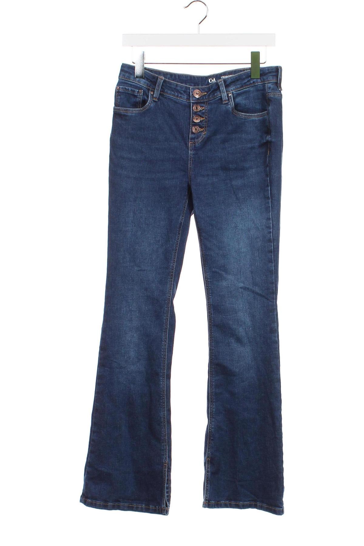 Dziecięce jeansy C&A, Rozmiar 14-15y/ 168-170 cm, Kolor Niebieski, Cena 31,71 zł
