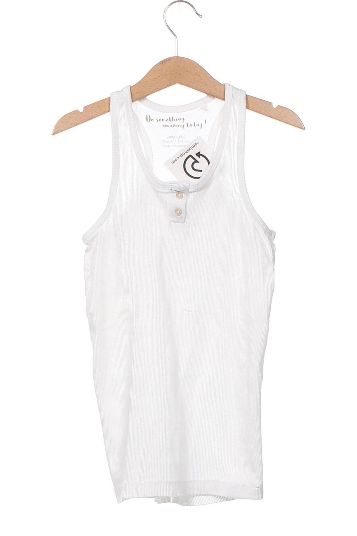 Μπλουζάκι αμάνικο παιδικό Zara, Μέγεθος 7-8y/ 128-134 εκ., Χρώμα Λευκό, Τιμή 6,02 €