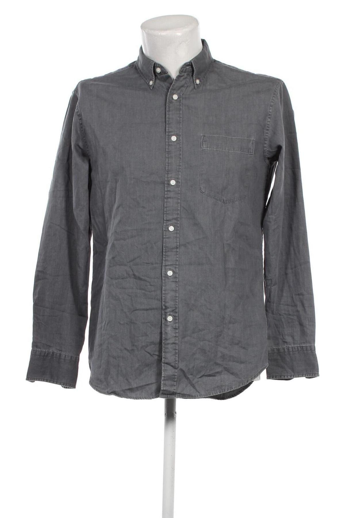 Ανδρικό πουκάμισο Uniqlo, Μέγεθος L, Χρώμα Γκρί, Τιμή 21,03 €