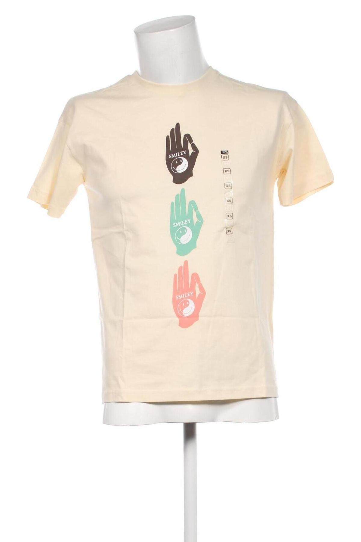 Herren T-Shirt Smiley, Größe XS, Farbe Ecru, Preis 6,71 €