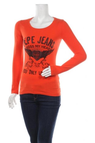 Дамска блуза Pepe Jeans, Размер S, Цвят Оранжев, 95% памук, 5% еластан, Цена 37,00 лв.