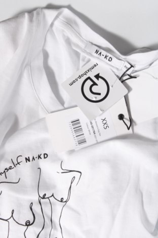 Damen T-Shirt Na-Kd, Größe XXS, Farbe Weiß, Baumwolle, Preis 9,04 €