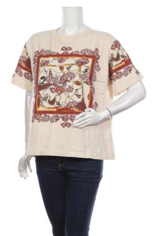 Tricou de femei Zara, Mărime L, Culoare Bej, Bumbac, Preț 105,26 Lei
