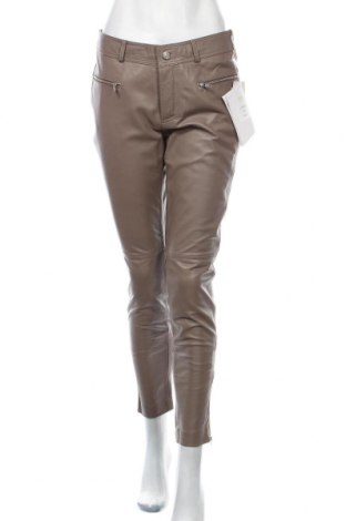 Дамски кожен панталон Heine, Размер S, Цвят Бежов, Естествена кожа, Цена 174,85 лв.