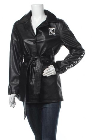 Дамски кожен шлифер Karl Kani, Размер S, Цвят Черен, Еко кожа, Цена 107,55 лв.
