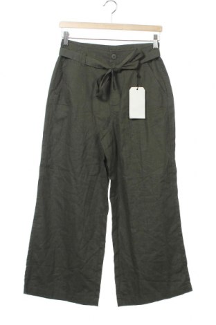 Γυναικείο παντελόνι Q/S by S.Oliver, Μέγεθος XS, Χρώμα Πράσινο, 55% λινό, 45% βαμβάκι, Τιμή 46,57 €
