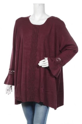 Дамски пуловер Sheego, Размер 3XL, Цвят Червен, 45% вискоза, 35% полиамид, 20% полиестер, Цена 66,75 лв.
