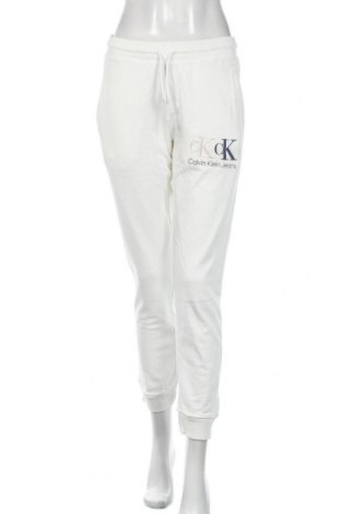 Pantaloni trening de femei Calvin Klein Jeans, Mărime S, Culoare Alb, Bumbac, Preț 373,03 Lei