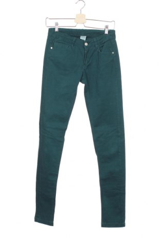 Детски дънки Zara, Размер 13-14y/ 164-168 см, Цвят Зелен, 98% памук, 2% еластан, Цена 34,00 лв.