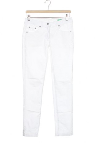 Pantaloni pentru copii United Colors Of Benetton, Mărime 11-12y/ 152-158 cm, Culoare Alb, 98% bumbac, 2% elastan, Preț 30,26 Lei