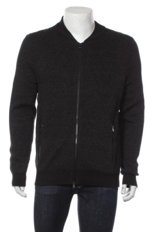 Jachetă tricotată de bărbați Hugo Boss, Mărime L, Culoare Negru, 96% bumbac, 2% lână, 2% cașmir, Preț 371,37 Lei
