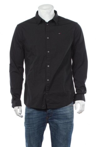 Męska koszula Tommy Hilfiger, Rozmiar XL, Kolor Czarny, 97% bawełna, 3% elastyna, Cena 357,84 zł
