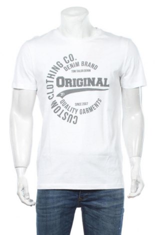 Мъжка тениска Tom Tailor, Размер L, Цвят Бял, Памук, Цена 51,00 лв.