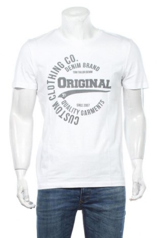 Мъжка тениска Tom Tailor, Размер L, Цвят Бял, Памук, Цена 51,00 лв.