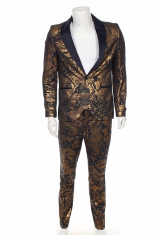 Мъжки костюм Twisted Tailor, Размер L, Цвят Син, 46% полиестер, 38% памук, 16% метални нишки, Цена 291,85 лв.