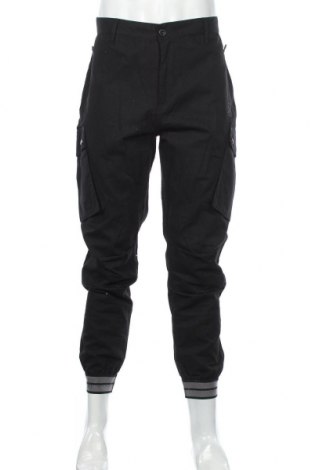 Pantaloni de bărbați SikSilk, Mărime L, Culoare Negru, Bumbac, Preț 318,26 Lei