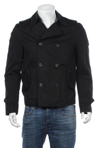 Мъжки шлифер Zara Man, Размер M, Цвят Черен, Памук, Цена 87,00 лв.