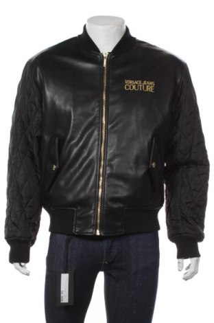 Ανδρικό δερμάτινο μπουφάν Versace Jeans, Μέγεθος L, Χρώμα Μαύρο, Δερματίνη, κλωστοϋφαντουργικά προϊόντα, Τιμή 587,78 €