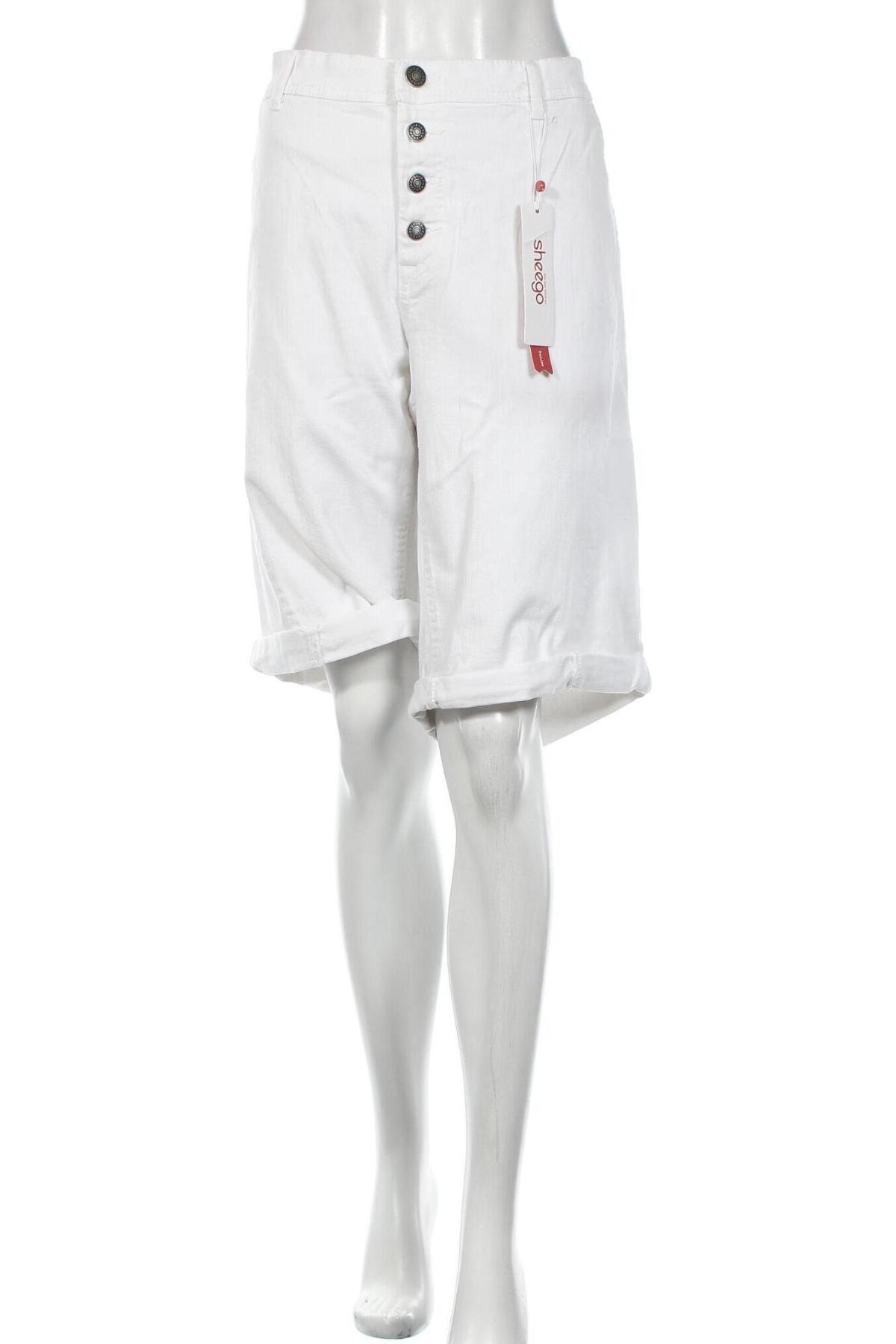 Γυναικείο κοντό παντελόνι Sheego, Μέγεθος 5XL, Χρώμα Λευκό, 98% βαμβάκι, 2% ελαστάνη, Τιμή 18,35 €