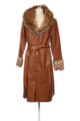 Δερμάτινο γυναικείο παλτό City Chic, Μέγεθος S, Χρώμα Καφέ, Τιμή 45,18 €