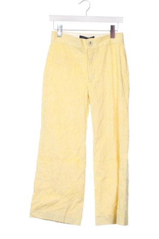Pantaloni de velvet de femei Zara, Mărime XS, Culoare Galben, Preț 22,21 Lei