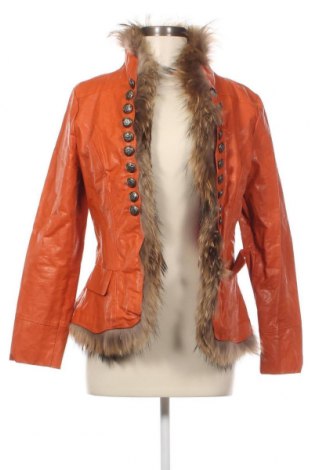 Дамско кожено яке, Размер M, Цвят Оранжев, Цена 78,20 лв.