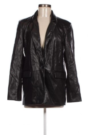 Дамско кожено яке Pull&Bear, Размер M, Цвят Черен, Цена 33,32 лв.