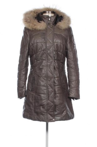 Dámska kožená bunda  Vent Couvert Paris, Veľkosť L, Farba Sivá, Cena  104,10 €