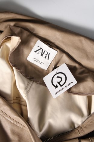 Damen Lederjacke Zara, Größe M, Farbe Beige, Preis 12,84 €