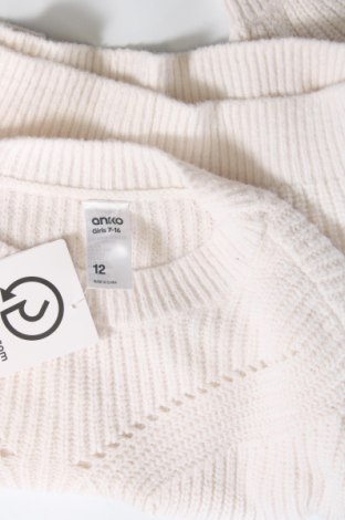 Детски пуловер Anko, Размер 11-12y/ 152-158 см, Цвят Бял, Цена 8,60 лв.