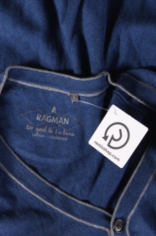 Jachetă tricotată de bărbați Ragman, Mărime L, Culoare Albastru, Preț 55,26 Lei