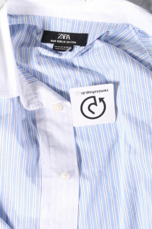 Мъжка риза Zara, Размер M, Цвят Син, Цена 41,37 лв.