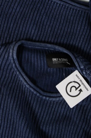 Ανδρικό πουλόβερ Only & Sons, Μέγεθος M, Χρώμα Μπλέ, Τιμή 6,64 €