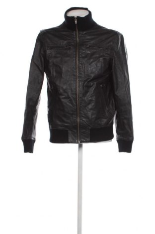 Ανδρικό δερμάτινο μπουφάν Jack & Jones, Μέγεθος XL, Χρώμα Μαύρο, Τιμή 72,03 €